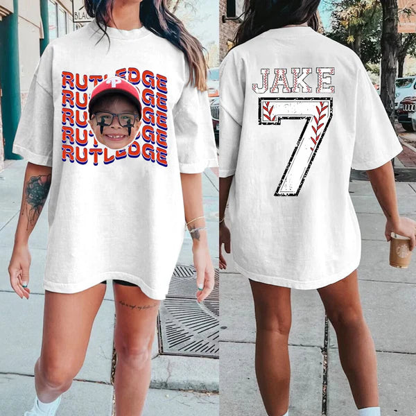 Custom Sports Mom Shirt – Personalized Baseball/Softball/Football/Soccer/Hockey Photo Tee