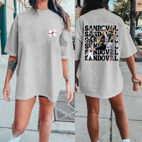 Custom Family Photo Sport T-Shirt/Personalize Baseball/Softball/Basketball/Volleyball/Football Tee