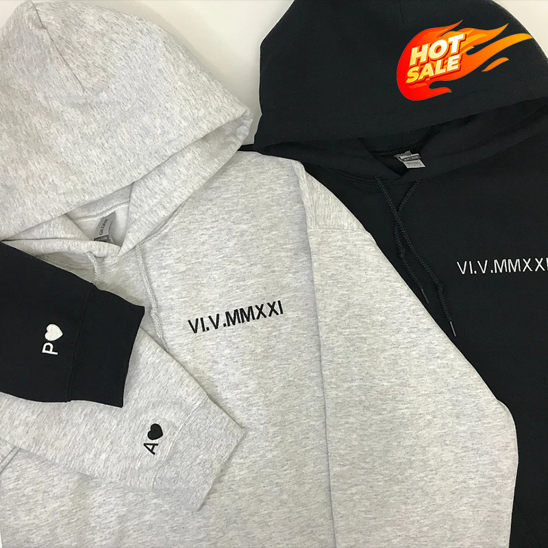 👩❤️👨Custom Roman Numeral Date Couple's Sweatshirt