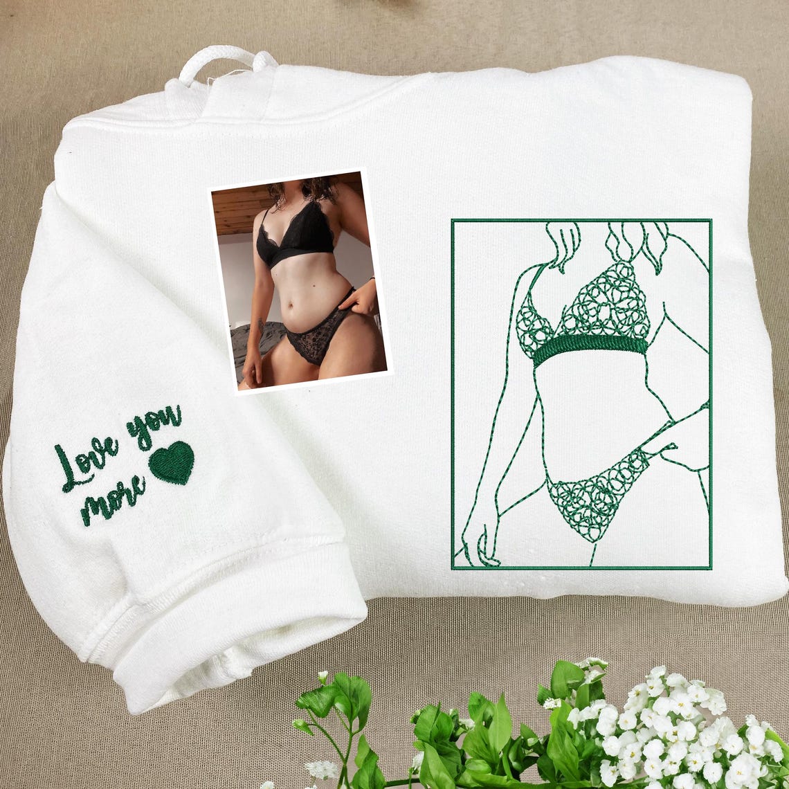 Custom Embroidered Sweatshirt – Personalized Sexy Portrait Gift for Him 💕🔥