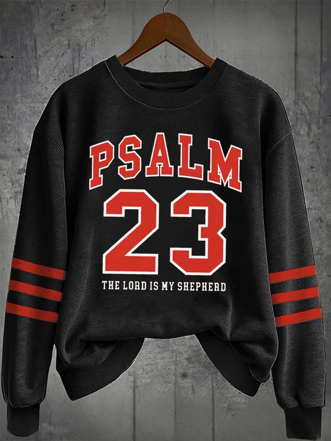 Women's Fall Christian Psalm 23 Mostly My Ranch Christian Print Casual Crew Neck Sweatshirt