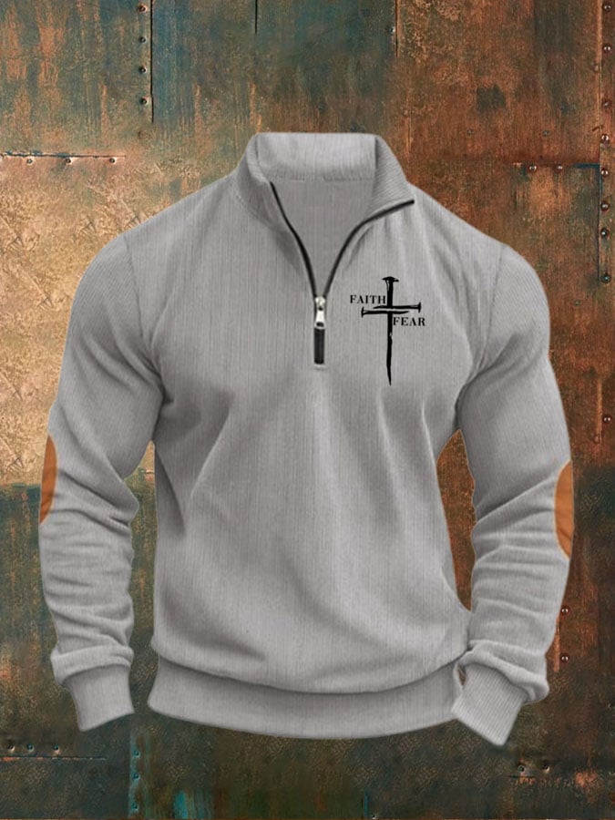 Men's Vintage Faith Cross Print Sweatshirt