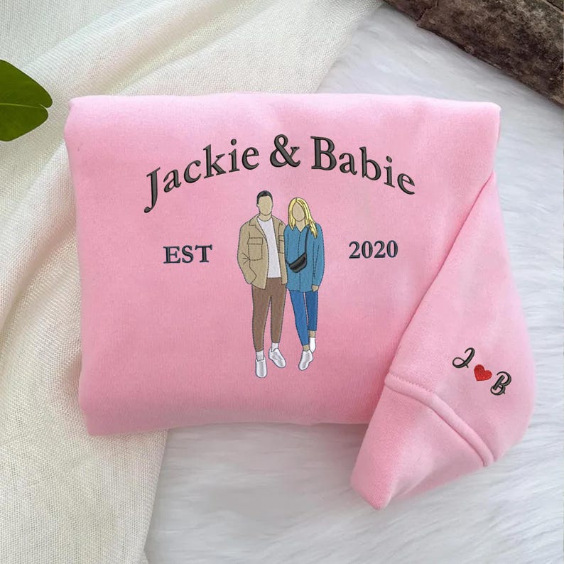Personalized Couple Portrait Embroidered Sweatshirt