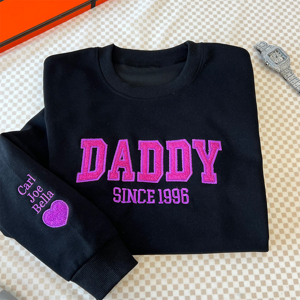 Custom Embroidered Sweatshirt With Your Child's Name And Heart On The Sleeve As A Mother’s/Father's Day Gift