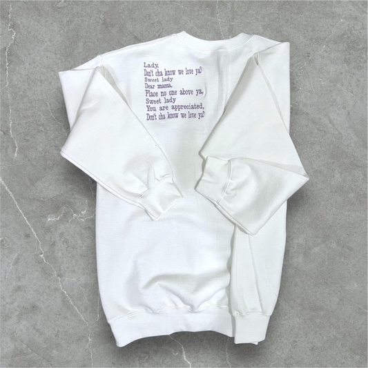 Custom Dear MAMA Glitter Applique Sweatshirt - Personalized Back Text Embroidery