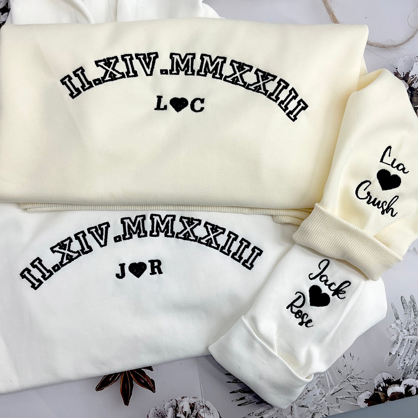 Custom Roman Numeral Embroidered Anniversary Hoodie Sweatshirt, Anniversary Gift