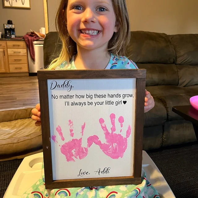 Dad - Father's Day Gift, Father's Day Wooden Diy Handprint Sign, Gifts For Dad, Child's Handprint Sign, Gifts For Grandpa