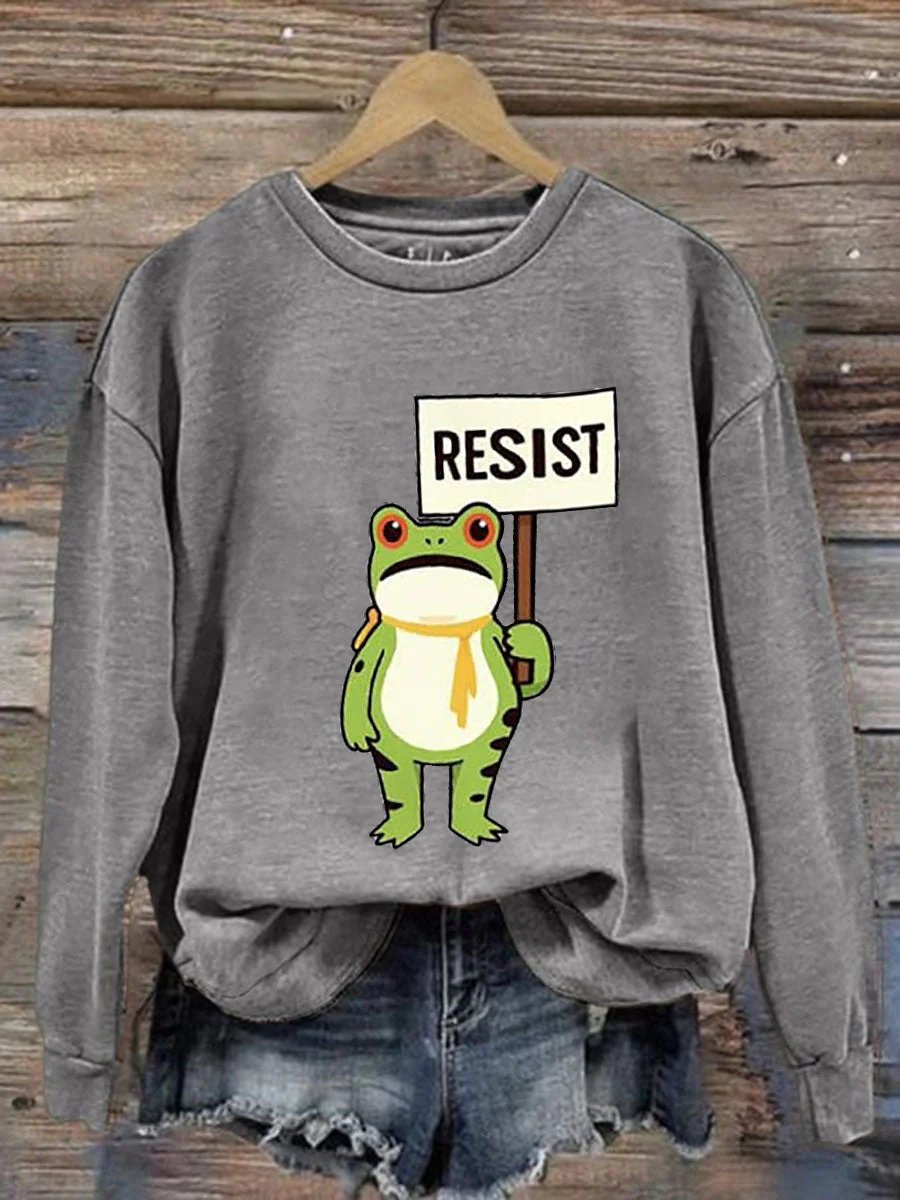 🔥Buy 3 Get 15% Off🔥Women's Retro Resist Frog Printed Round Neck Sweatshirt