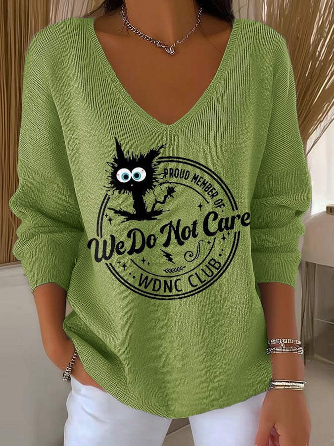 🔥Buy 3 Get 15% Off🔥V-Neck Retro Funny Proud Member Of WDNC Club Menopause Perimenopause Print Knitted Tops