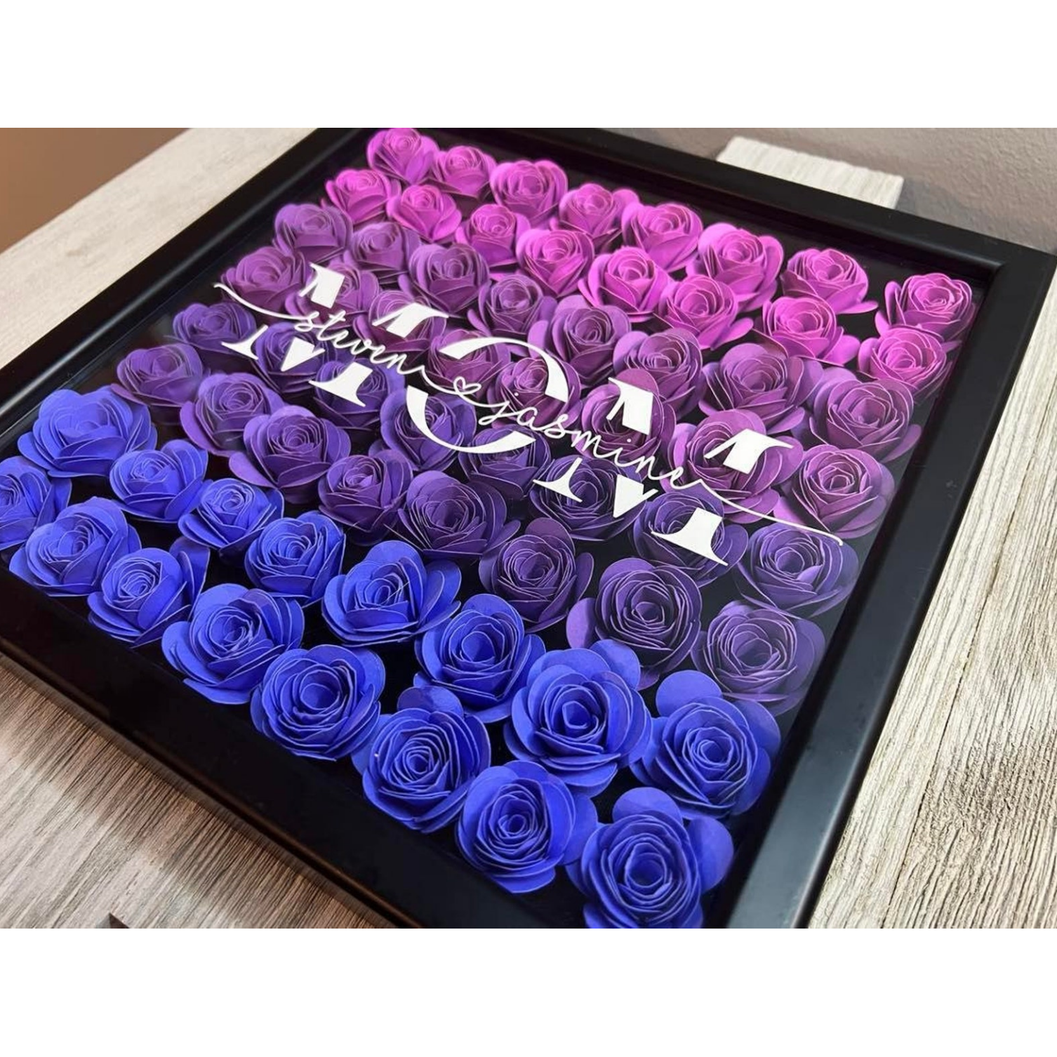 Personalized Mom Flower Shadow Box With Name