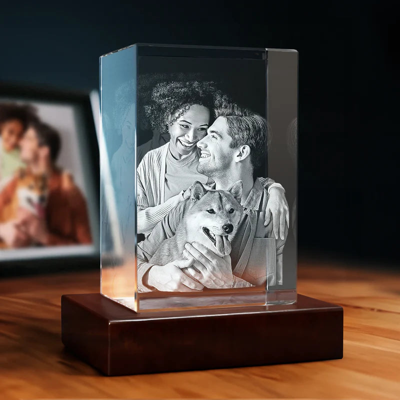 Custom 3D Photo Crystal Engraving – Personalized Laser Etched Keepsake