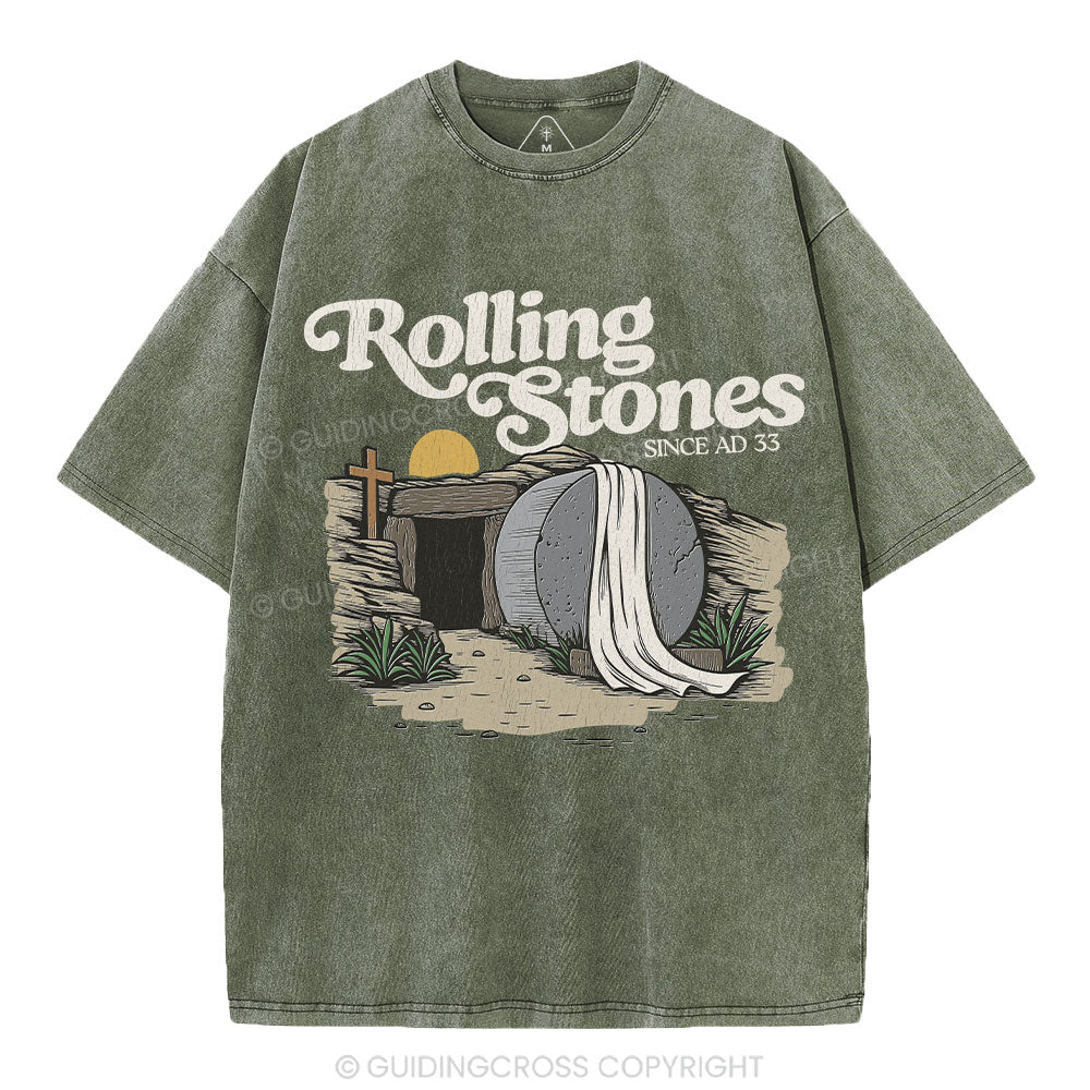 The Stone Was Rolled Away Christian Washed T-Shirt