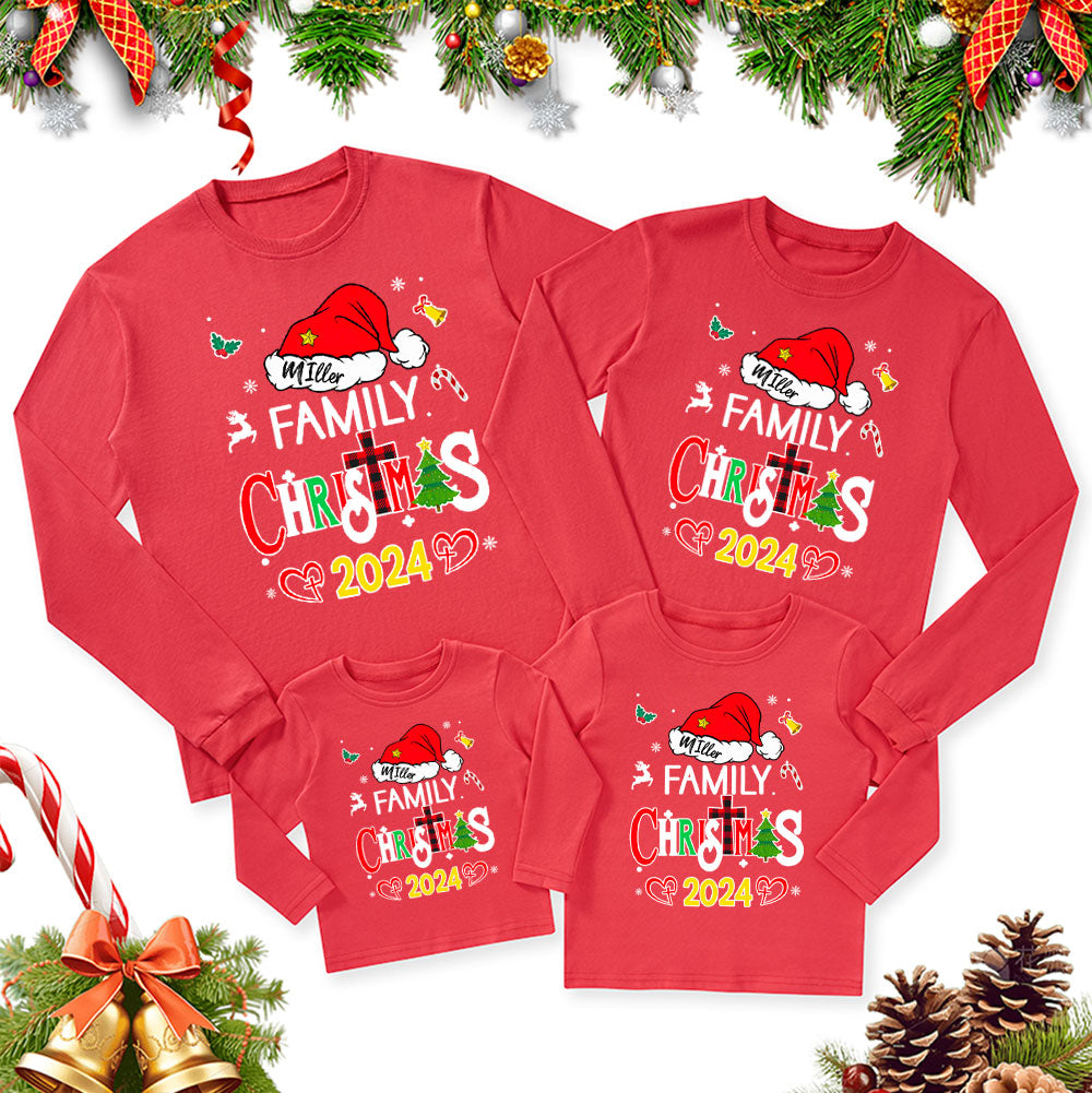 Personalized Family Christmas Family Matching Long Sleeve T-Shirt