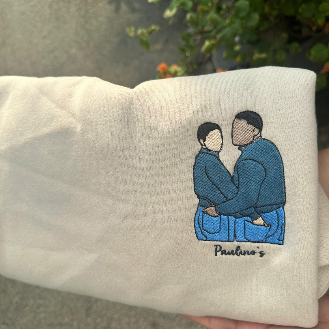 Couple Embroidered Sweatshirts Embroidered Portrait Sweatshirt Couple Portrait Sweatshirt Couple Gift Custom Photo And Text Shirt