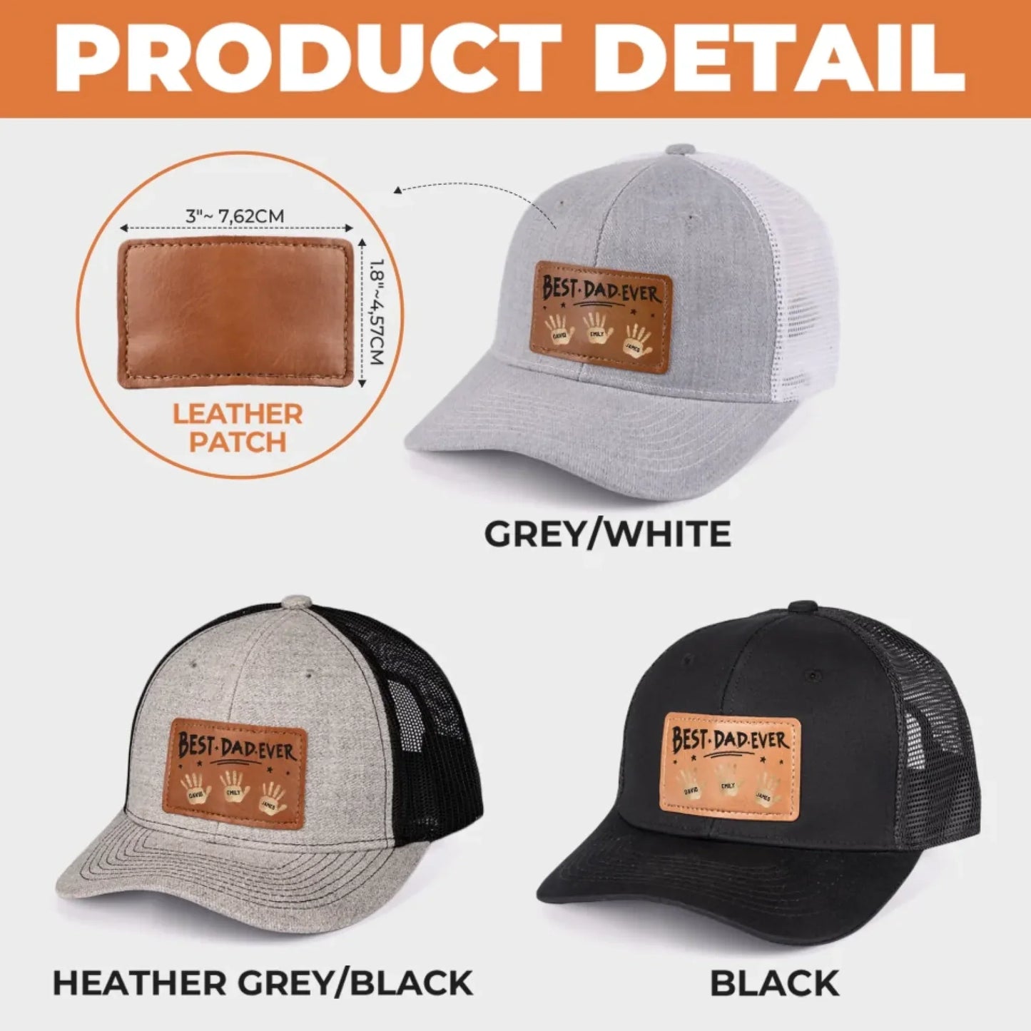 Best Dad Ever, Stamped With Love - Family Personalized Custom Leather Patch Hat - Father's Day, Gift For Dad, Grandpa