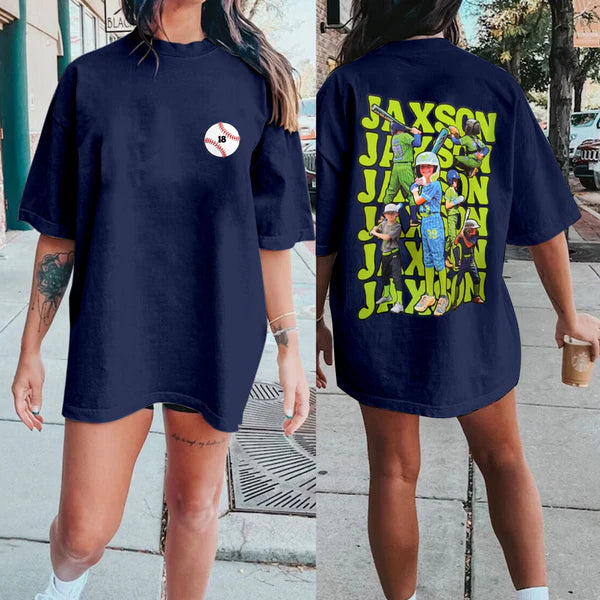 Custom Family Photo Sport T-Shirt/Personalize Baseball/Softball/Basketball/Volleyball/Football Tee