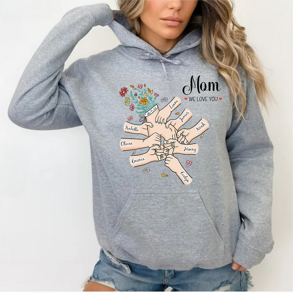 Hand-in-Hand Custom Sweatshirt with Kids' Names – The Perfect Gift for Mom