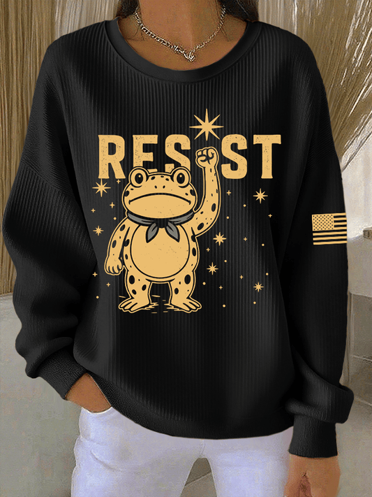 🔥Buy 3 Get 15% Off🔥Women's FDT Print Knit Crew Neck Long Sleeve Top