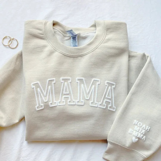 Personalized 3D Puff Print Outline DAD Sweatshirt with Kids Names on Sleeve