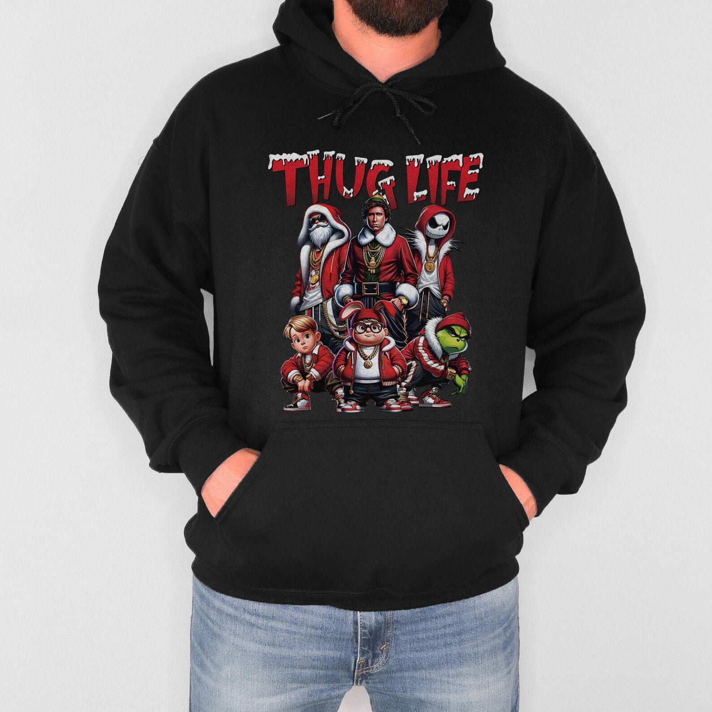 Custom Embroidered Gray Christmas Movie Character Sweatshirt