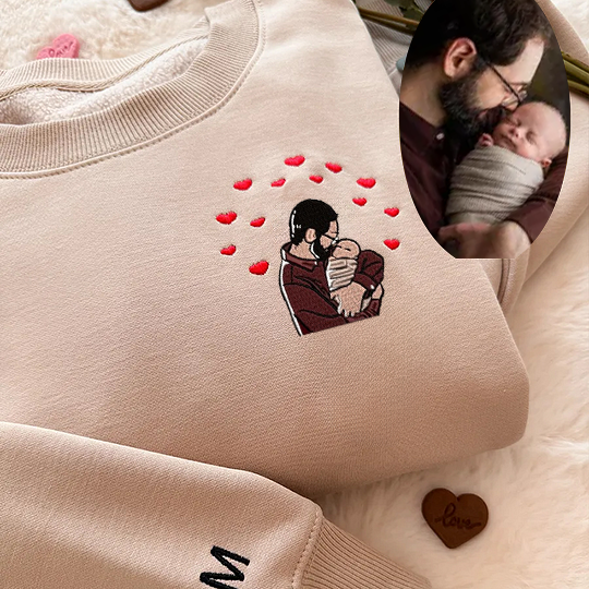 💕Loversdovey Custom Embroidered Portrait Sweatshirt from Photo For Mom