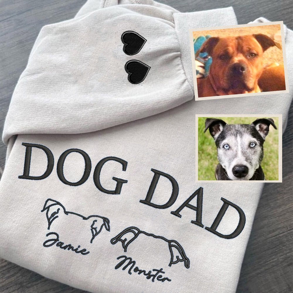 Custom Dog Dad Embroidered Sweatshirt Hoodie Cute Keepsake Gifts For Pet Lover | Father's Day Gift