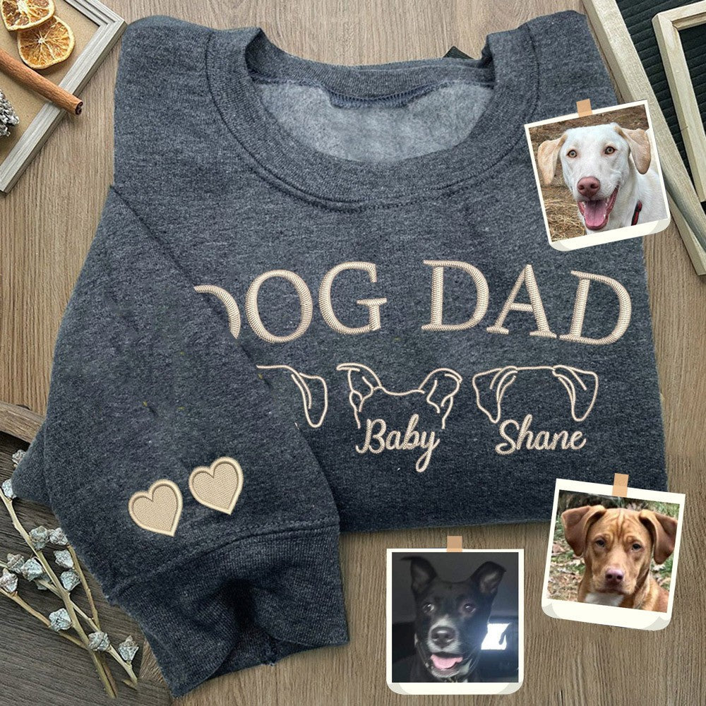 Custom Dog Dad Embroidered Sweatshirt Hoodie Cute Keepsake Gifts For Pet Lover | Father's Day Gift