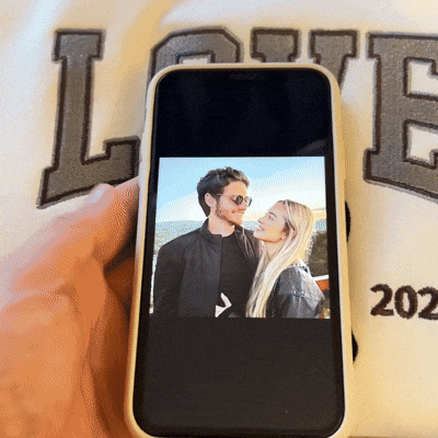 Loversdovey Personalized Embroidered Photo Couple LOVE Est Year Valentines Matching Couple Gift