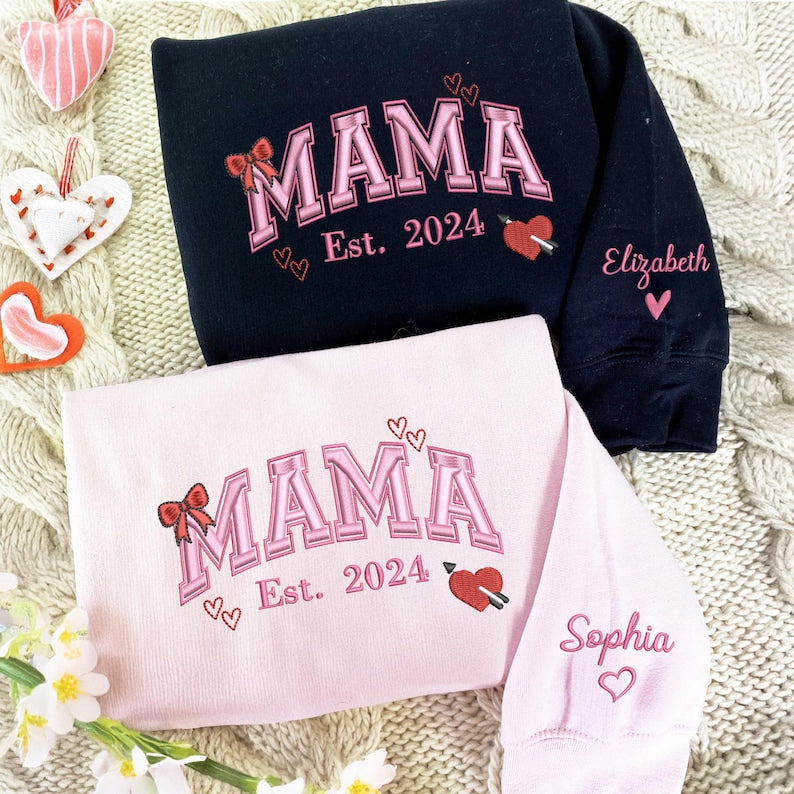 Custom Mama Valentine Shirt | Embroidered Mama Sweatshirt
