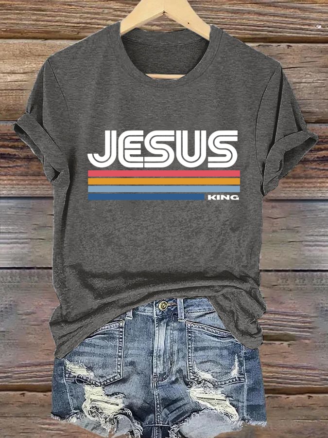 Women'S Casual Christian Faith Graphic Print Short Sleeve T-Shirt