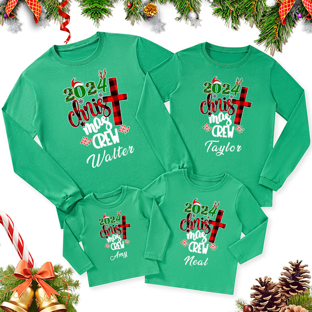 Personalized Christmas Crew Christmas Family Matching Long Sleeve T-Shirt