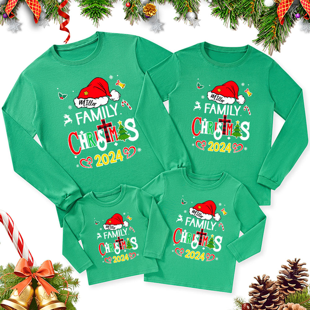 Personalized Family Christmas Family Matching Long Sleeve T-Shirt