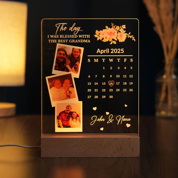 Custom LED Light Frame with Family Photos, Calendar & Names - A Gift That Keeps Giving