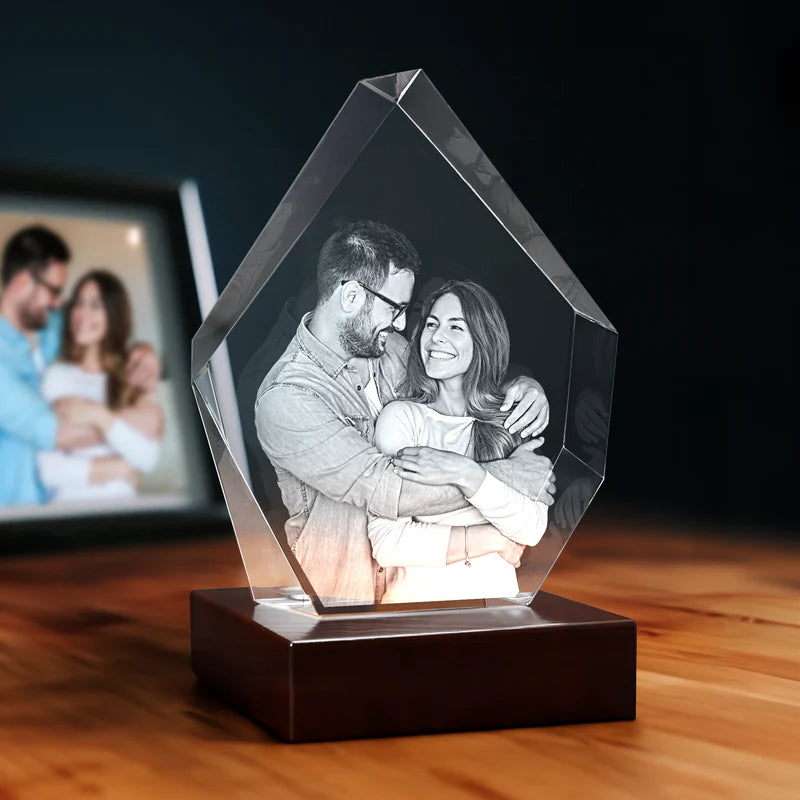 Custom 3D Photo Crystal Engraving – Personalized Laser Etched Keepsake