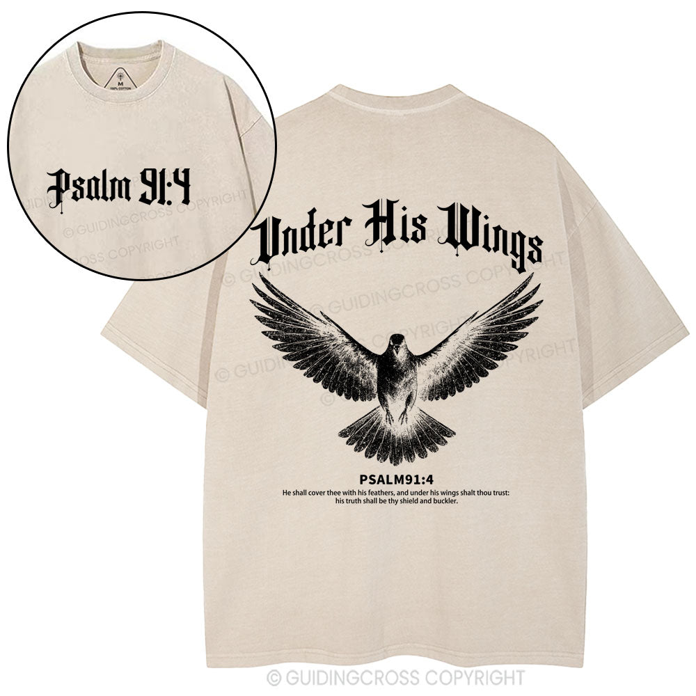 Under His Wings Christian Washed T-Shirt