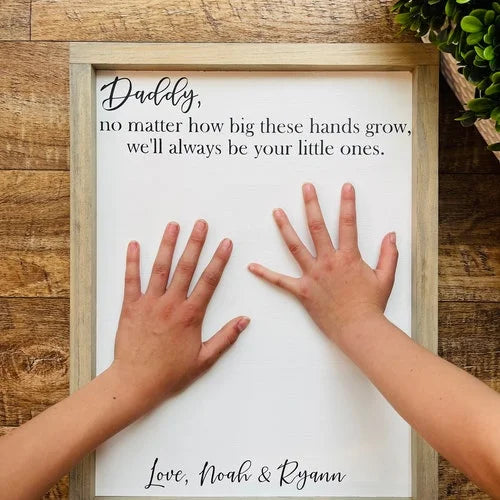 Dad - Father's Day Gift, Father's Day Wooden Diy Handprint Sign, Gifts For Dad, Child's Handprint Sign, Gifts For Grandpa