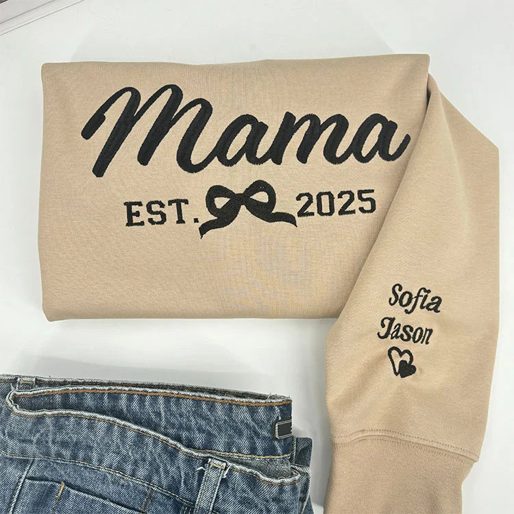 Custom Mama Embroidered Sweatshirt With Children's Names