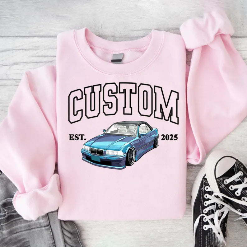 Custom Car Portrait Matching Sweater, Cars Lover Couple Jumper, Gifts for Dad From Son and Daughter