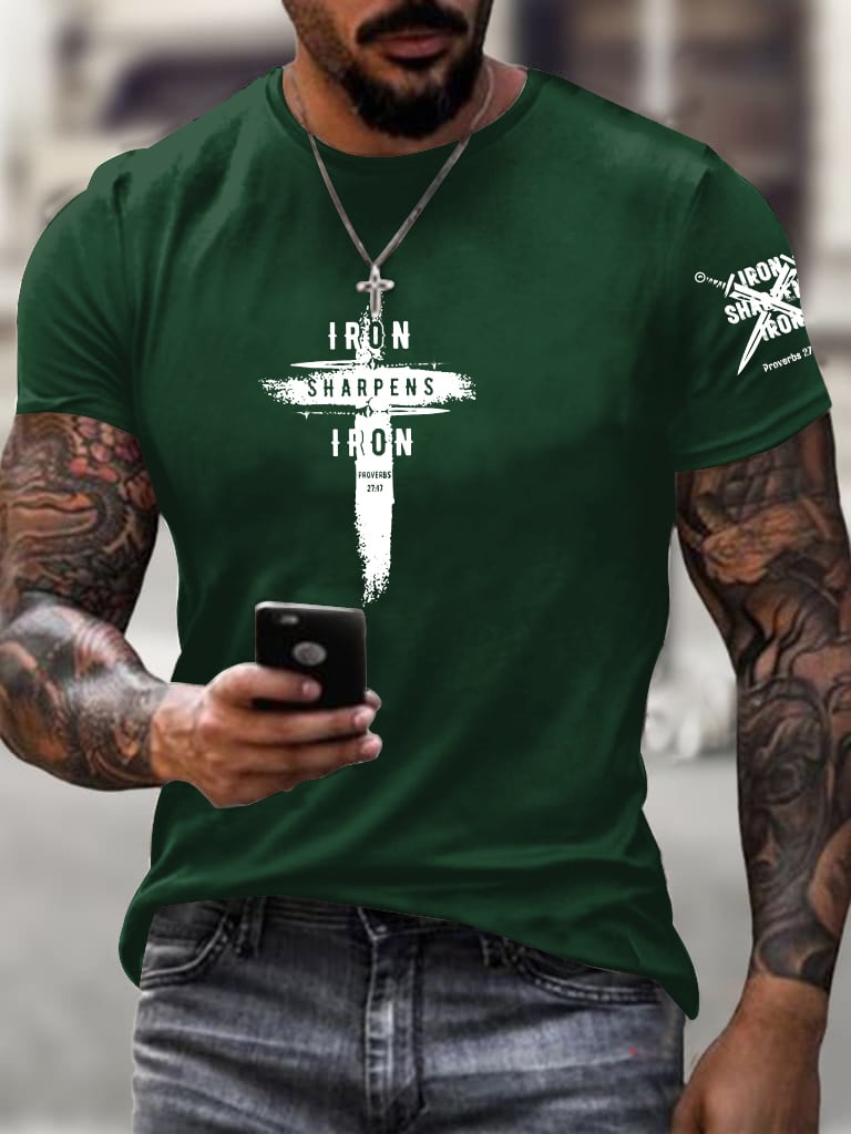 Men's Iron Sharpens Iron Faith Printed Shirt