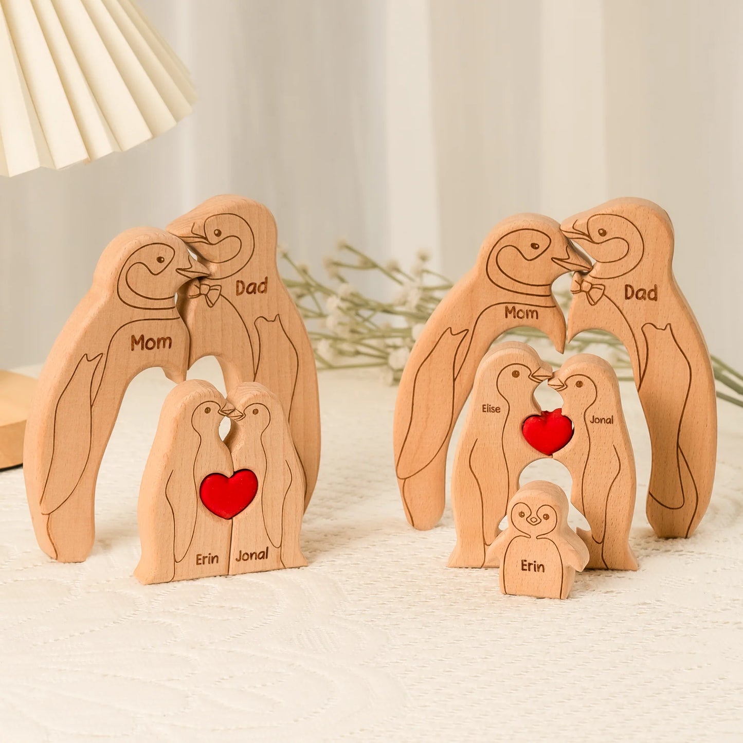 Penguin Family - Personalized Wooden Penguin Family Puzzle