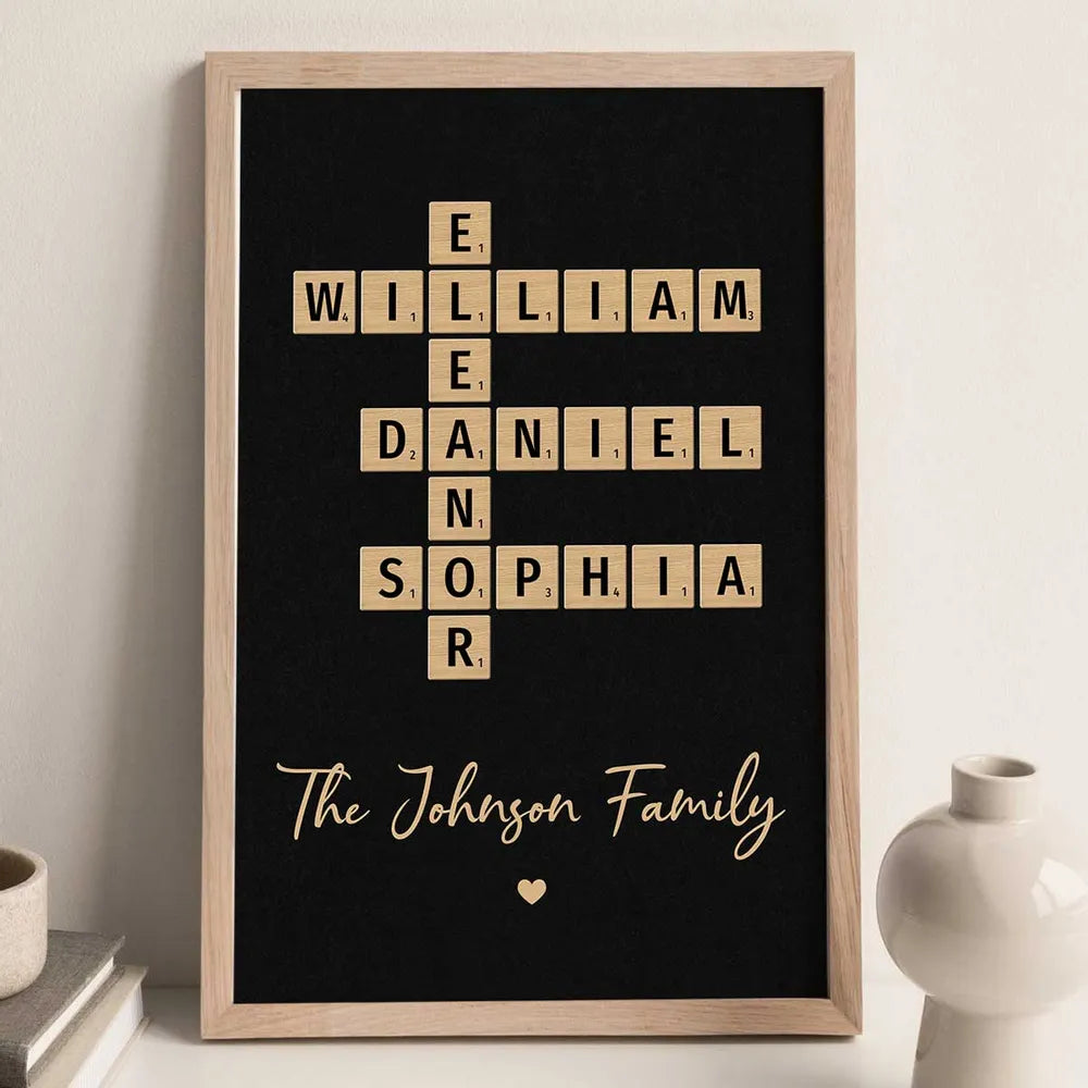 Family Crossword Art - Created In A Moment, Treasured Forever Personalized Poster