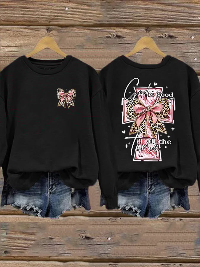 Women's God Is Good All The Time Print Casual Sweatshirt