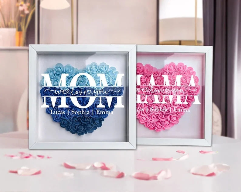 👩❤️👧Mom We Love You - Personalized Flower Shadow Box