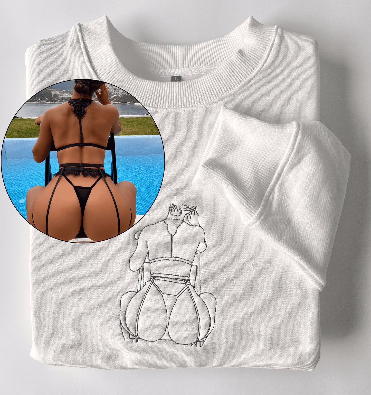 Custom Embroidered Sweatshirt β Personalized Sexy Portrait Gift for Him ππ₯
