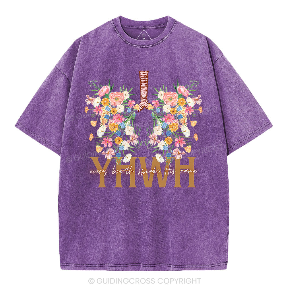 YHWH Floral Christian Washed T-Shirt