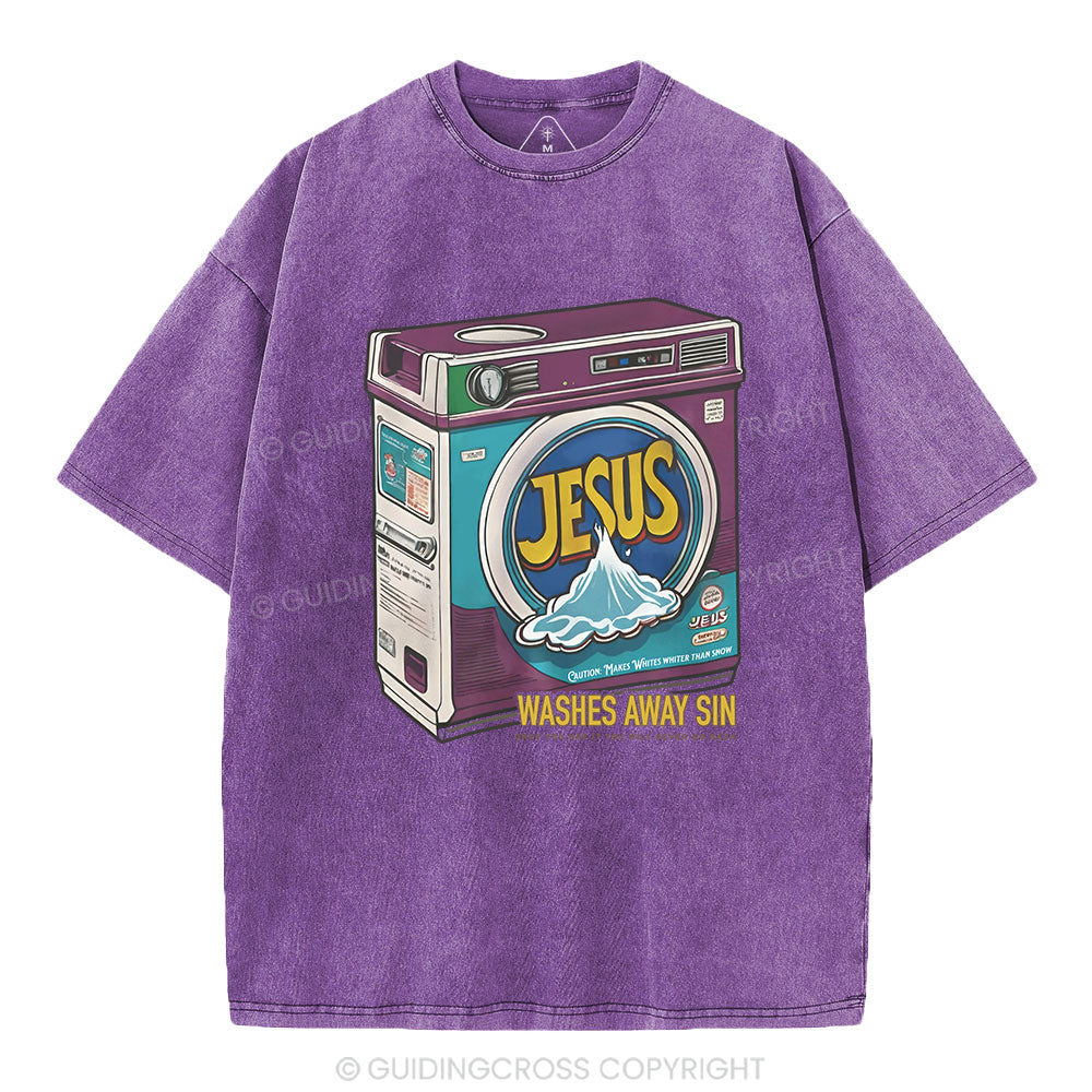 Jesus Washed Away Sin Chirstian Washed T-Shirt