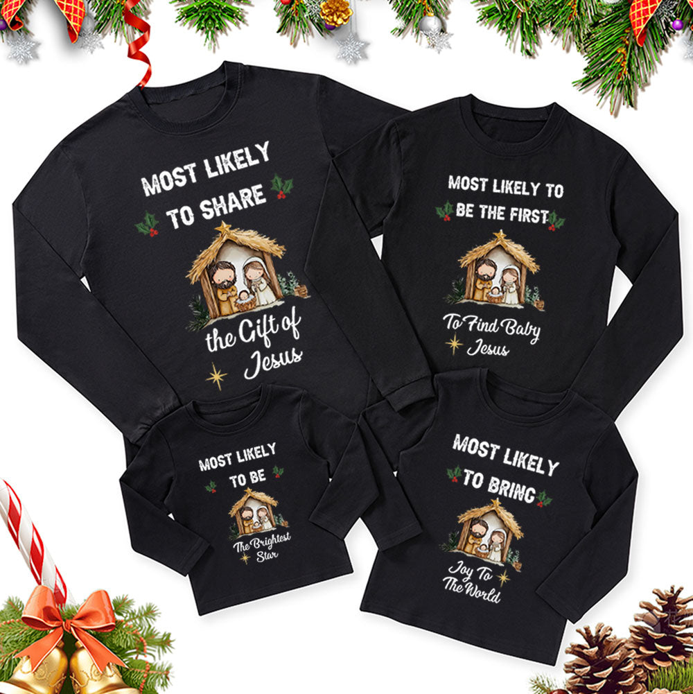 Personalized Most Likely Christmas Family Matching Long Sleeve T-Shirt