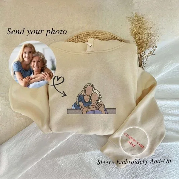 Custom Embroidered Portrait From Photo Hoodie