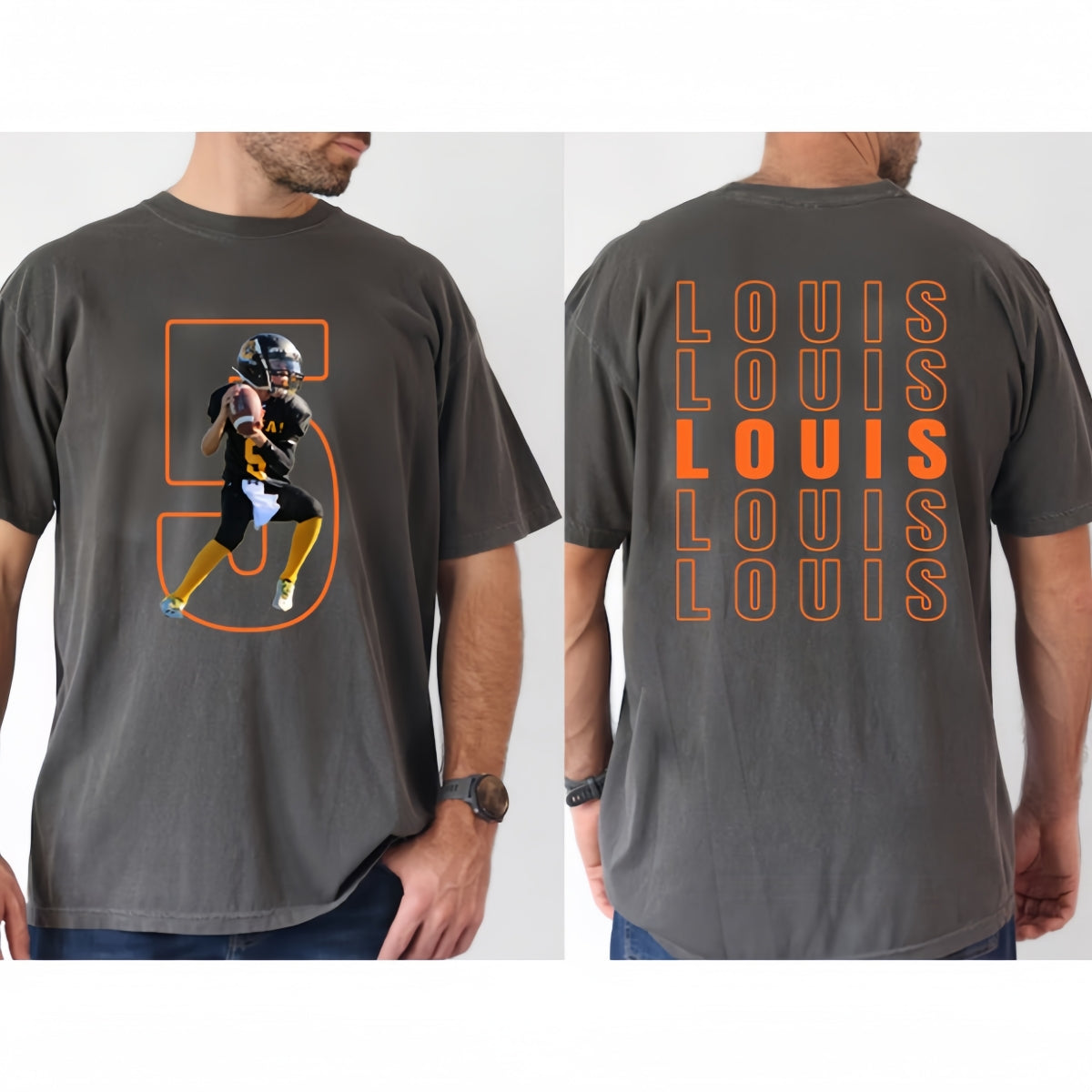 Matching Game Day Tees for Dad & Kids – Custom Football Photo Shirts for Team Spirit!