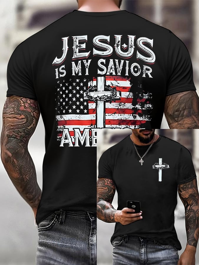 Men'S Casual Faith Jesus Is My Savior Short-Sleeved T-Shirt